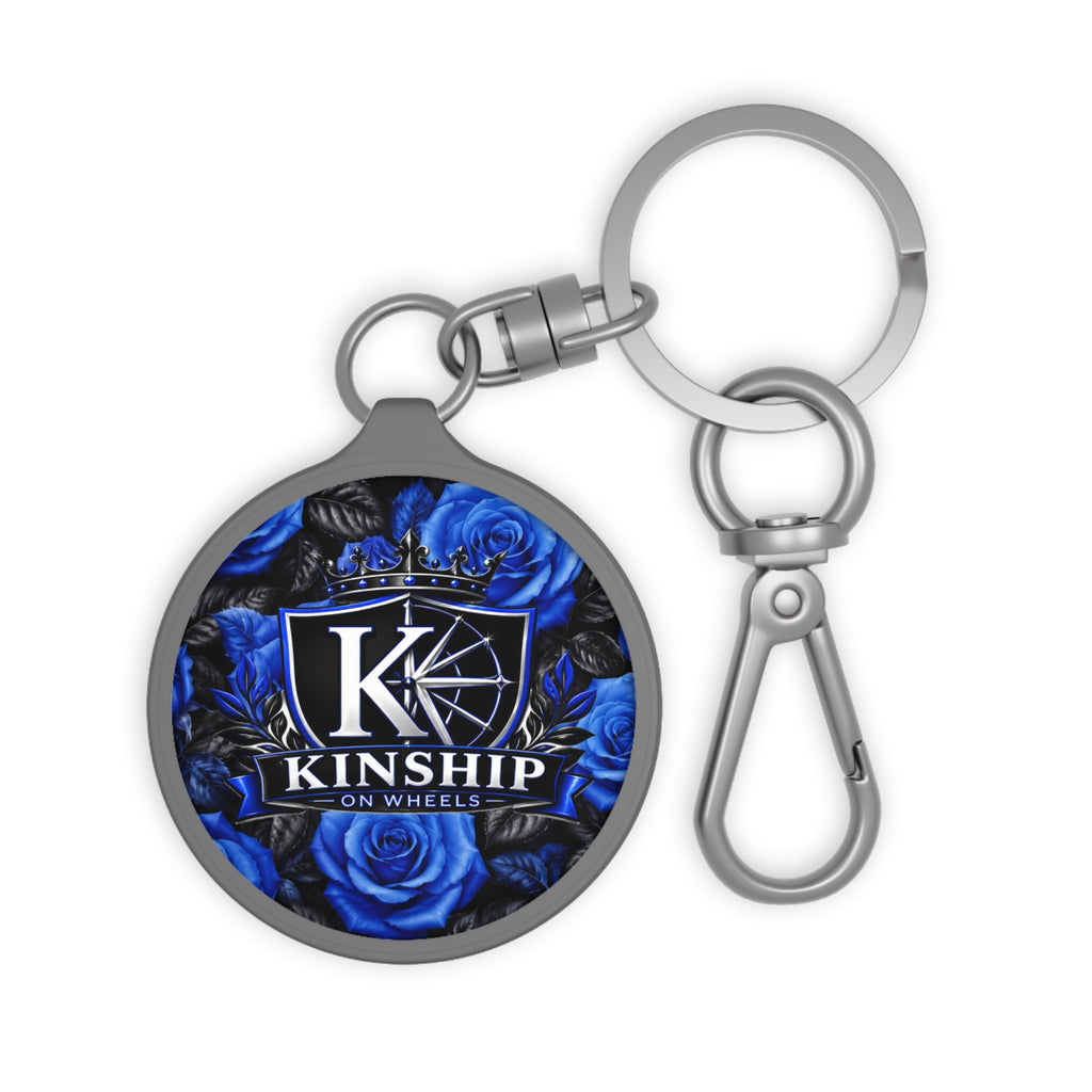 Keyring Tag — Kinship on Wheels Blue Rose Logo Keychain