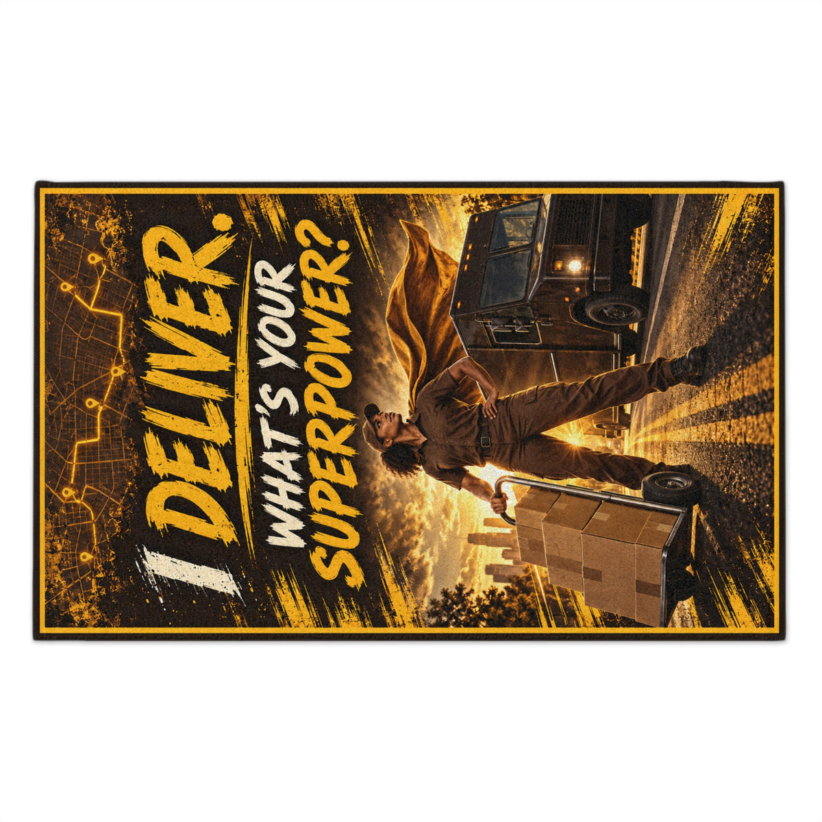 Rally Towel — “I Deliver. What’s Your Superpower?” Delivery Driver Tribute (11x18)