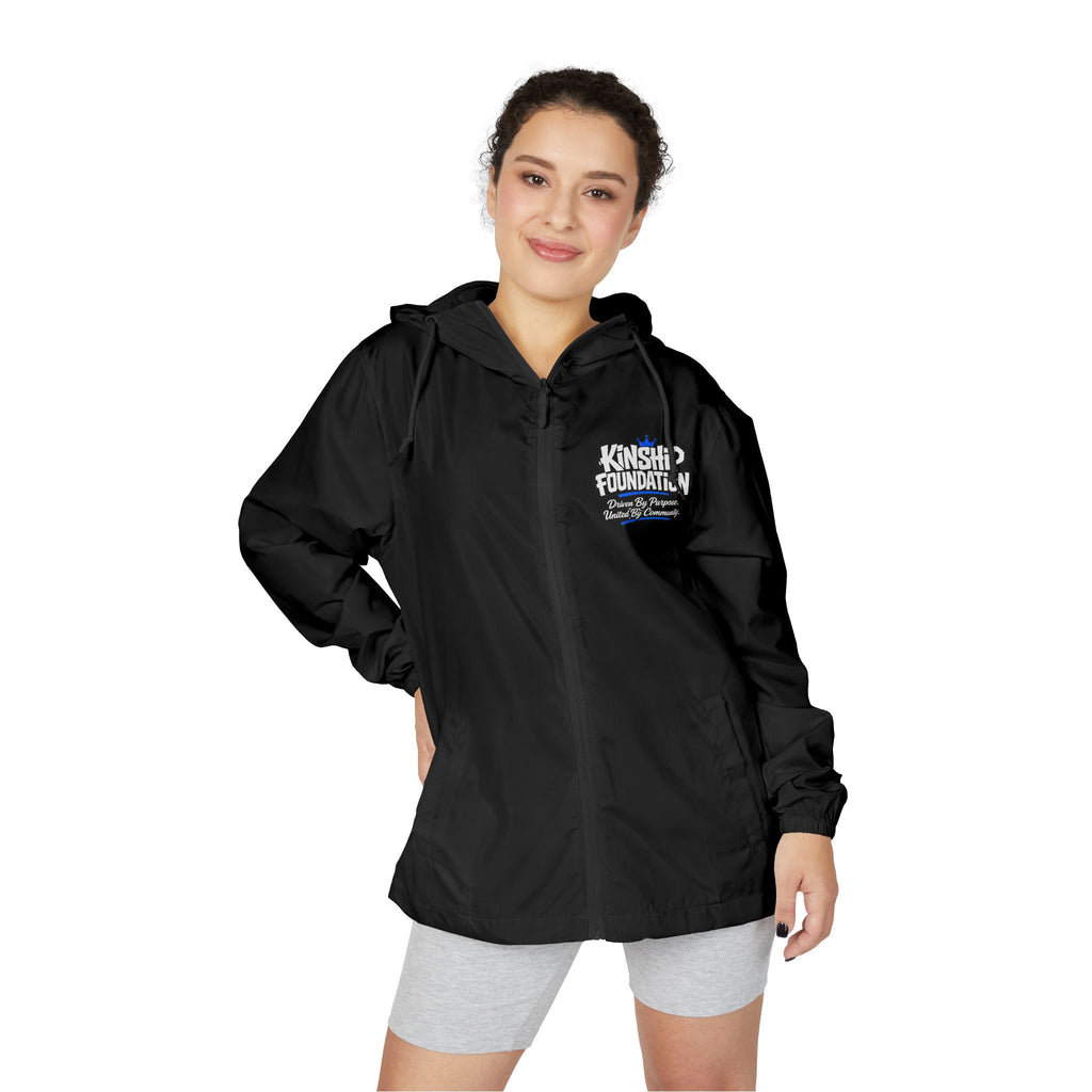 Windbreaker — 'Kinship & Kindness' Small Chest Logo Hooded Jacket
