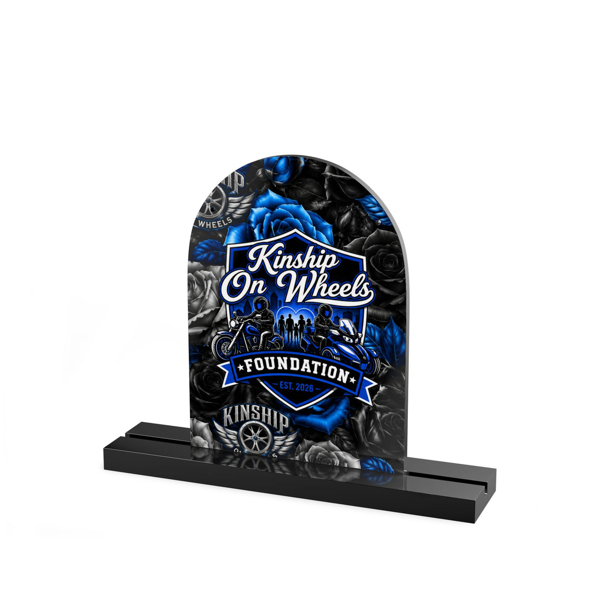 Kinship On Wheels Foundation Acrylic Table Sign – Dome-Shaped Desk Plaque