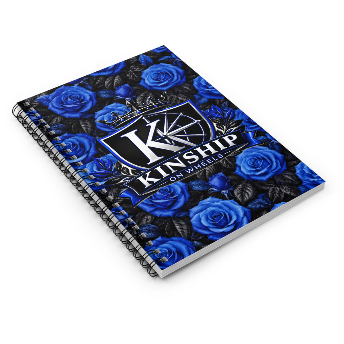 Kinship on Wheels Blue Rose Spiral Notebook