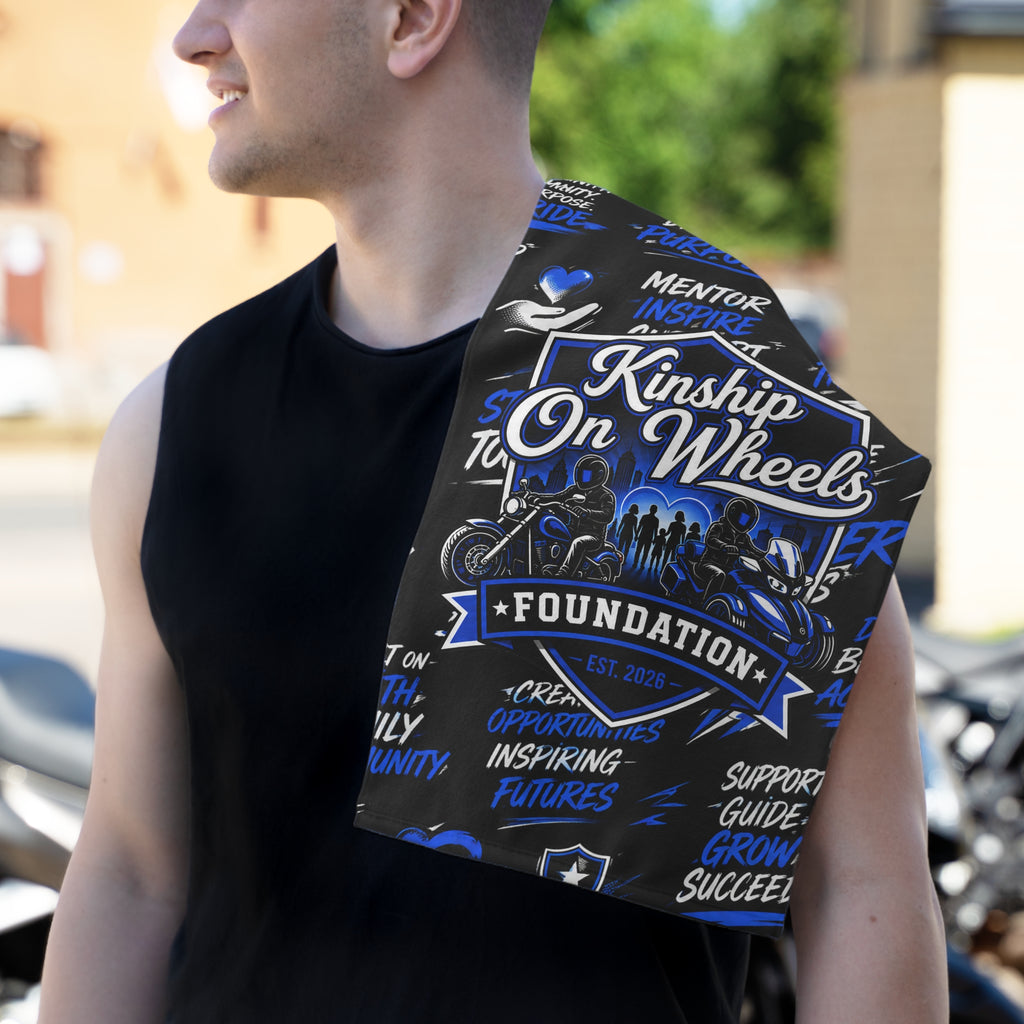 Kinship On Wheels Foundation Rally Towel – 11x18 Motorcycle Charity Supporter Design