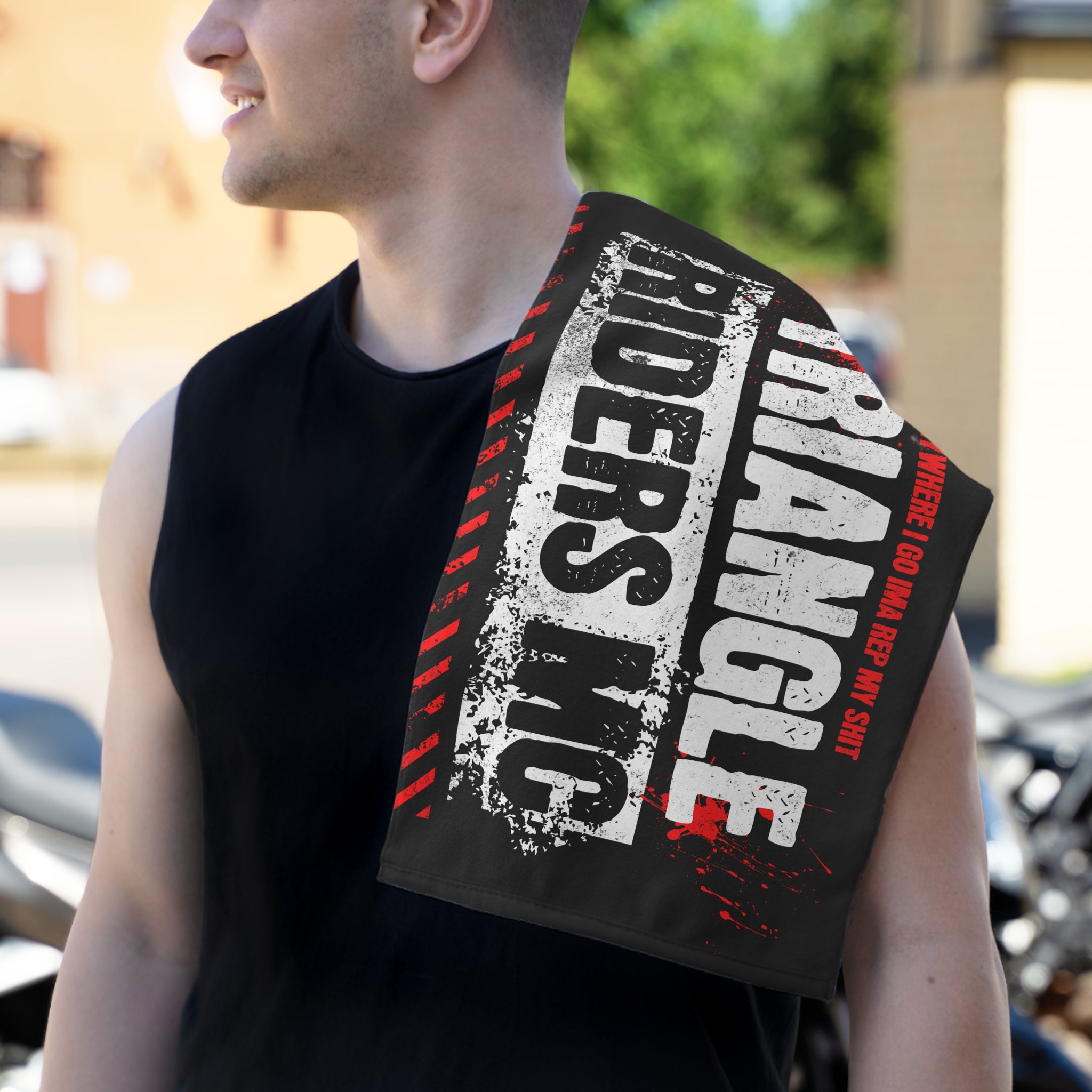 Triangle Rider MC Rally Towel | Biker Towel | Perfect for Motorcycle Events, Gift for Riders, Outdoor Activities, Sports Towels