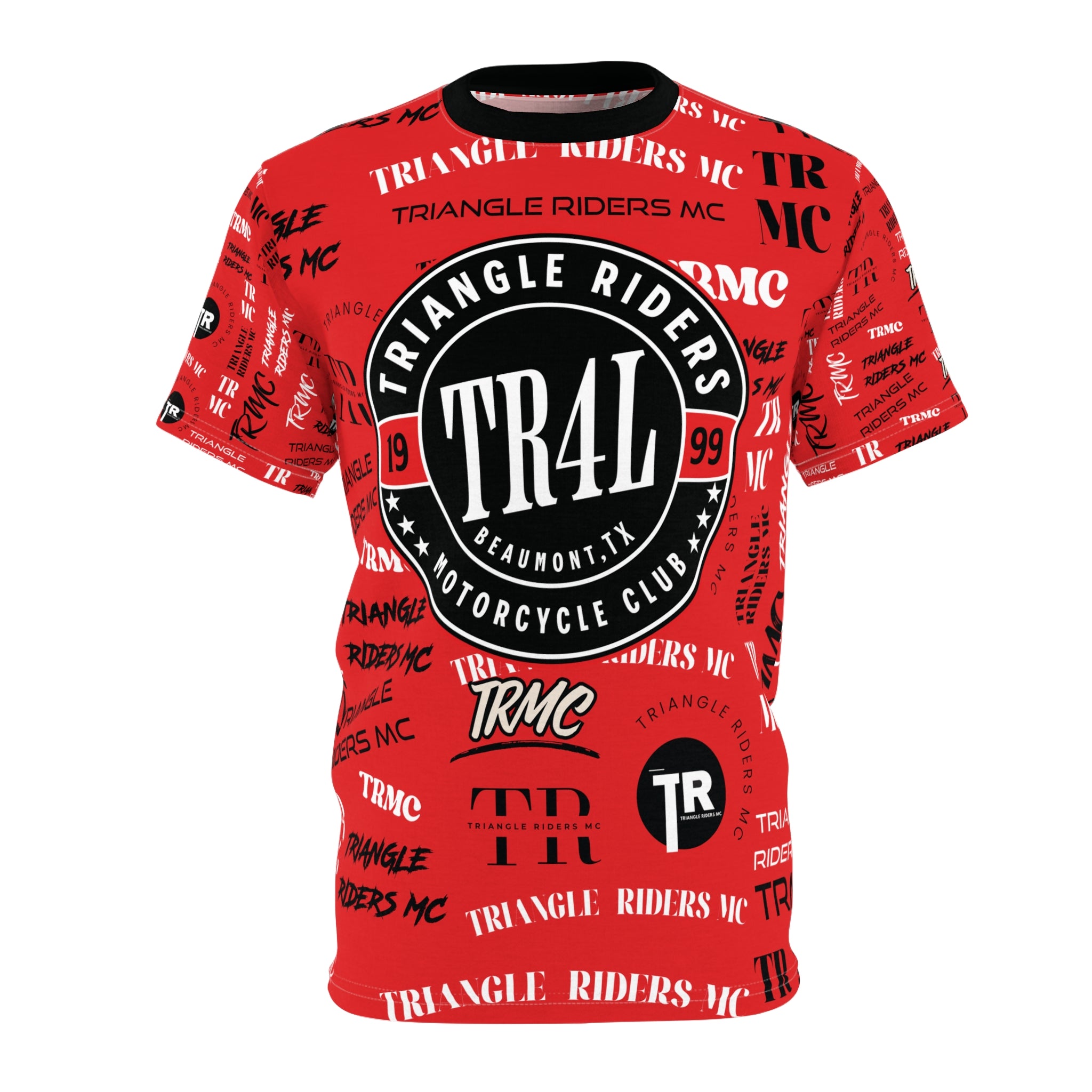 Bold Motorcycle Club Tee for Riders, Custom Unisex T-Shirt, Gift for Bikers, Triangles Riders Merch, Unique AOP Design, Motorcycle Apparel