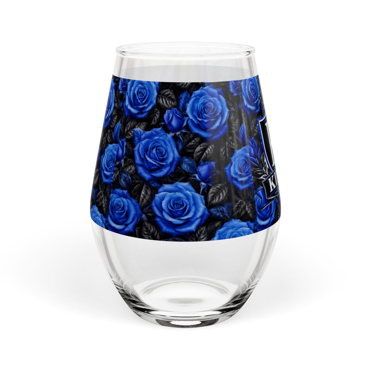 Kinship On Wheels Blue Rose Stemless Wine Glass (11.75 oz)