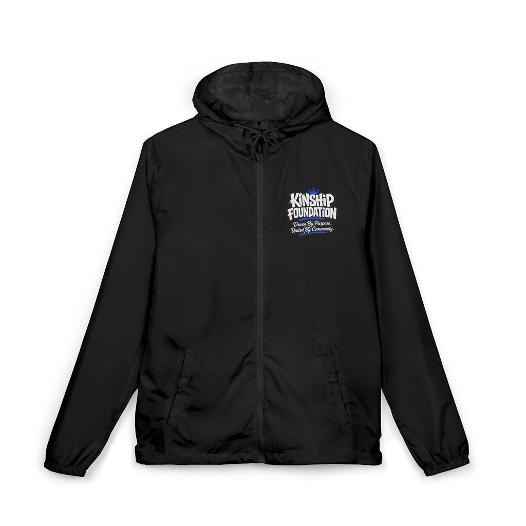 Windbreaker — 'Kinship & Kindness' Small Chest Logo Hooded Jacket