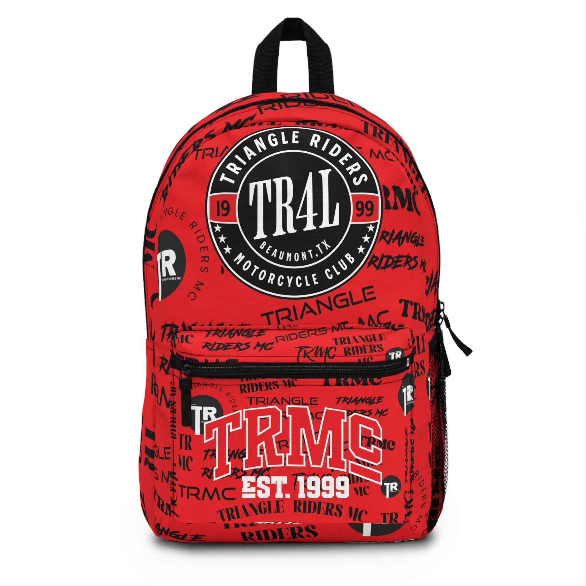 Bold Red Motorcycle Club Backpack, Trendy Daypack for Riders, Perfect for School, Travel, Events, and Outdoor Adventures