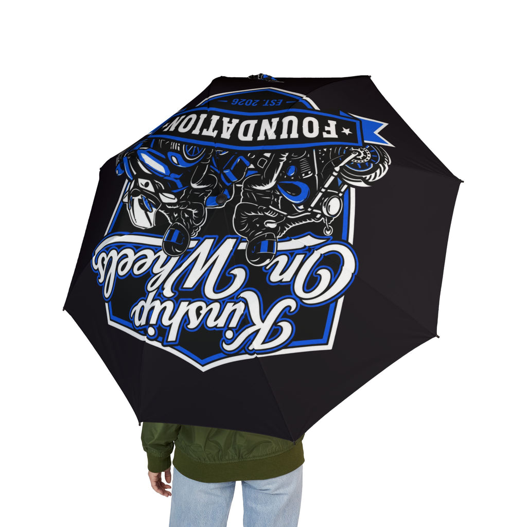 Motorcycle Club Foldable Umbrella – 'Ride or Die' Blue Biker Design