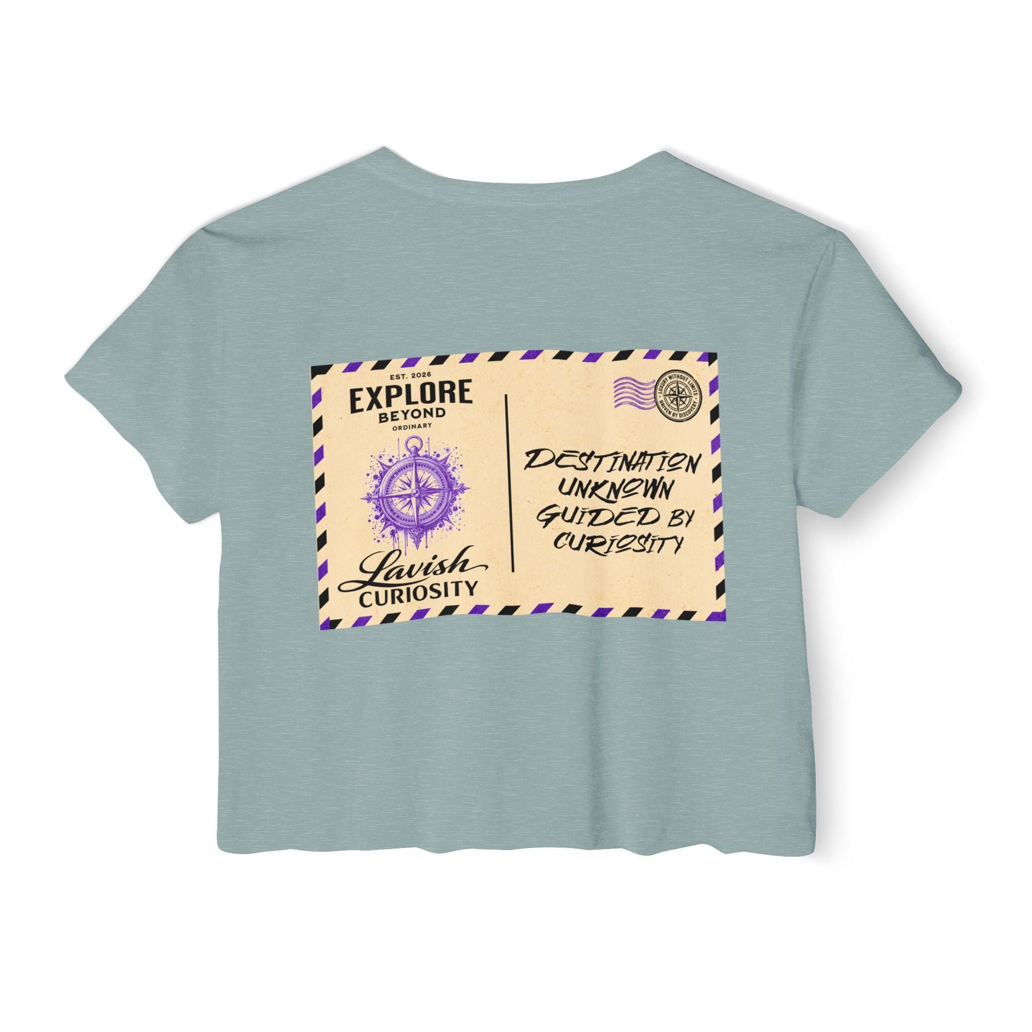 Lavish Curiosity Crop Top — 'Explore Beyond' Festival Women's Graphic Tee