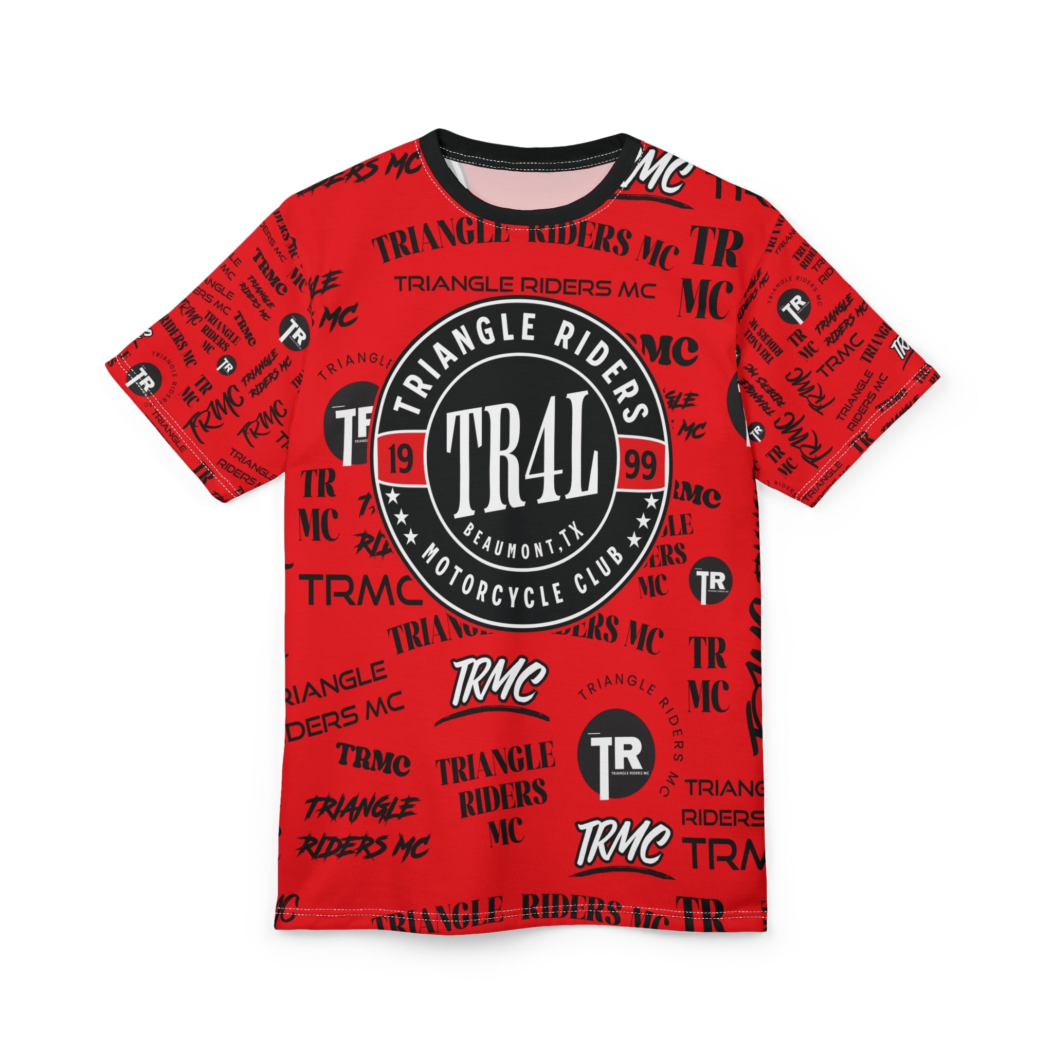 Bold Motorcycle Club Tee for Riders, Custom Unisex T-Shirt, Gift for Bikers, Triangles Riders Merch, Unique AOP Design, Motorcycle Apparel