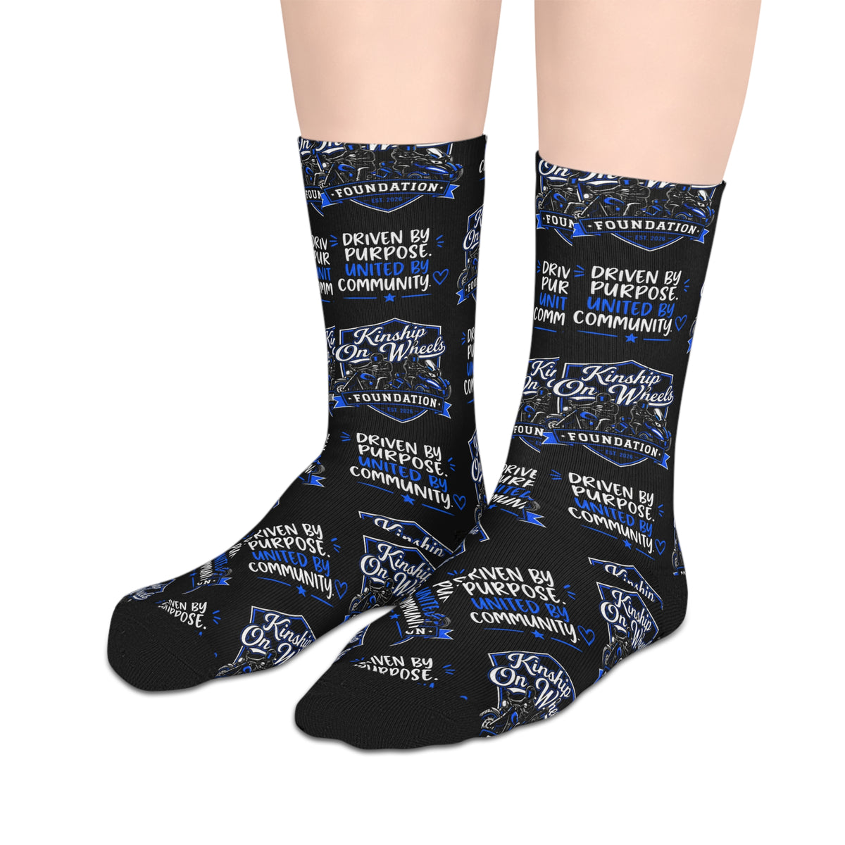 "Driven by Purpose" Blue & Black Crew Socks