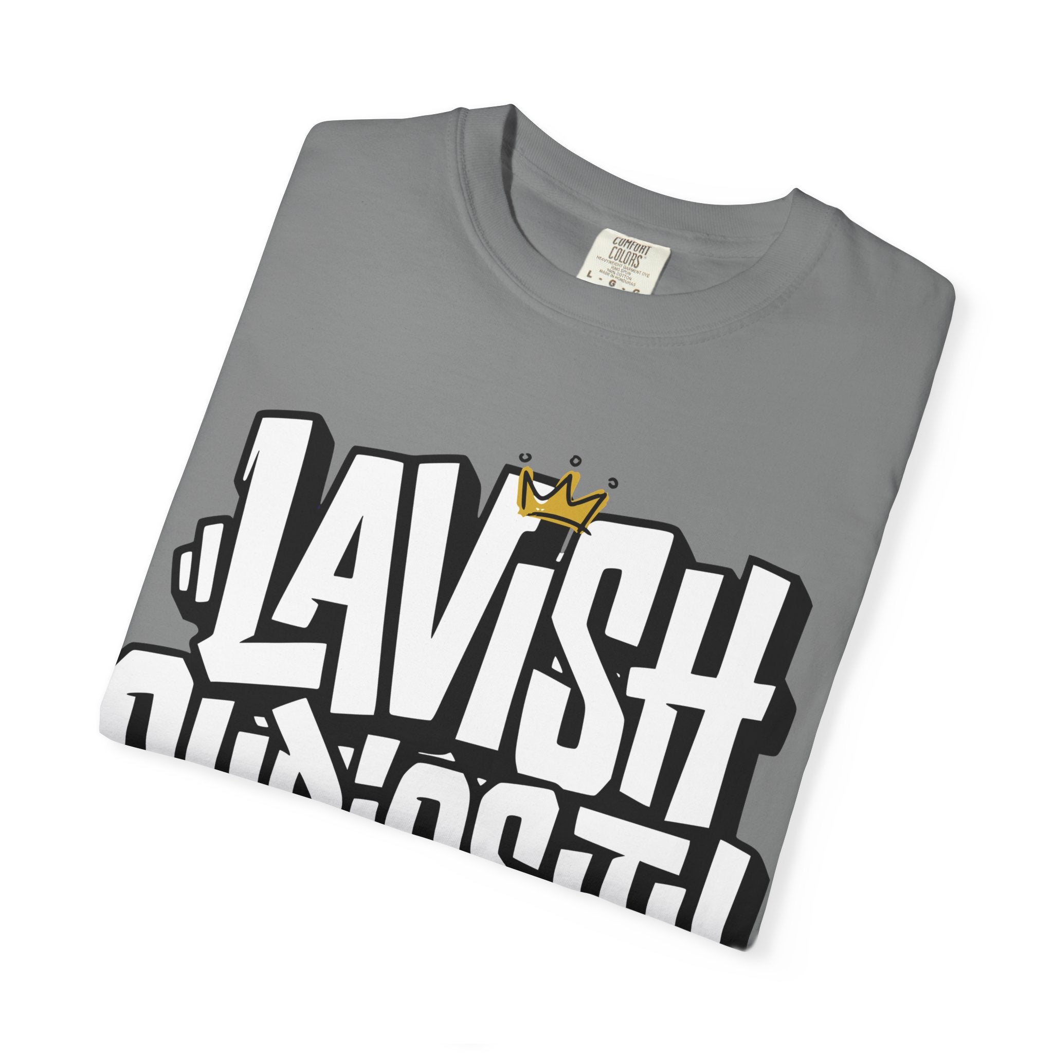 Lavish Curiosity T-Shirt — 'Lavish Curiosity' Graphic Tee with Crown Script