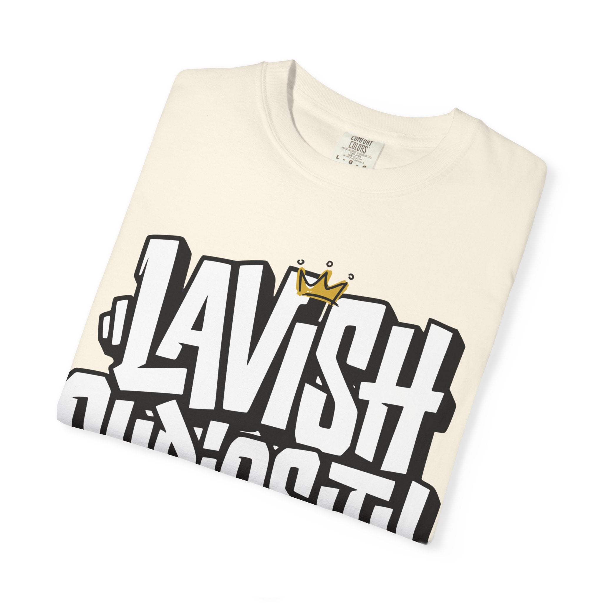Lavish Curiosity T-Shirt — 'Lavish Curiosity' Graphic Tee with Crown Script