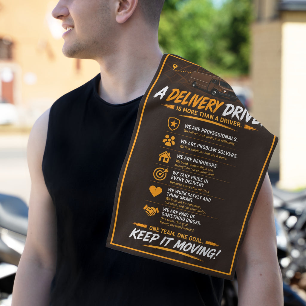 Delivery Driver Rally Towel — Keep It Moving 11x18 Motivational Work Towel
