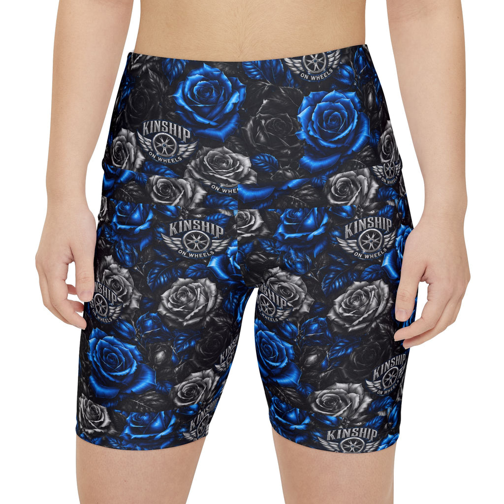 Kinship Blue & Black Rose Workout Shorts