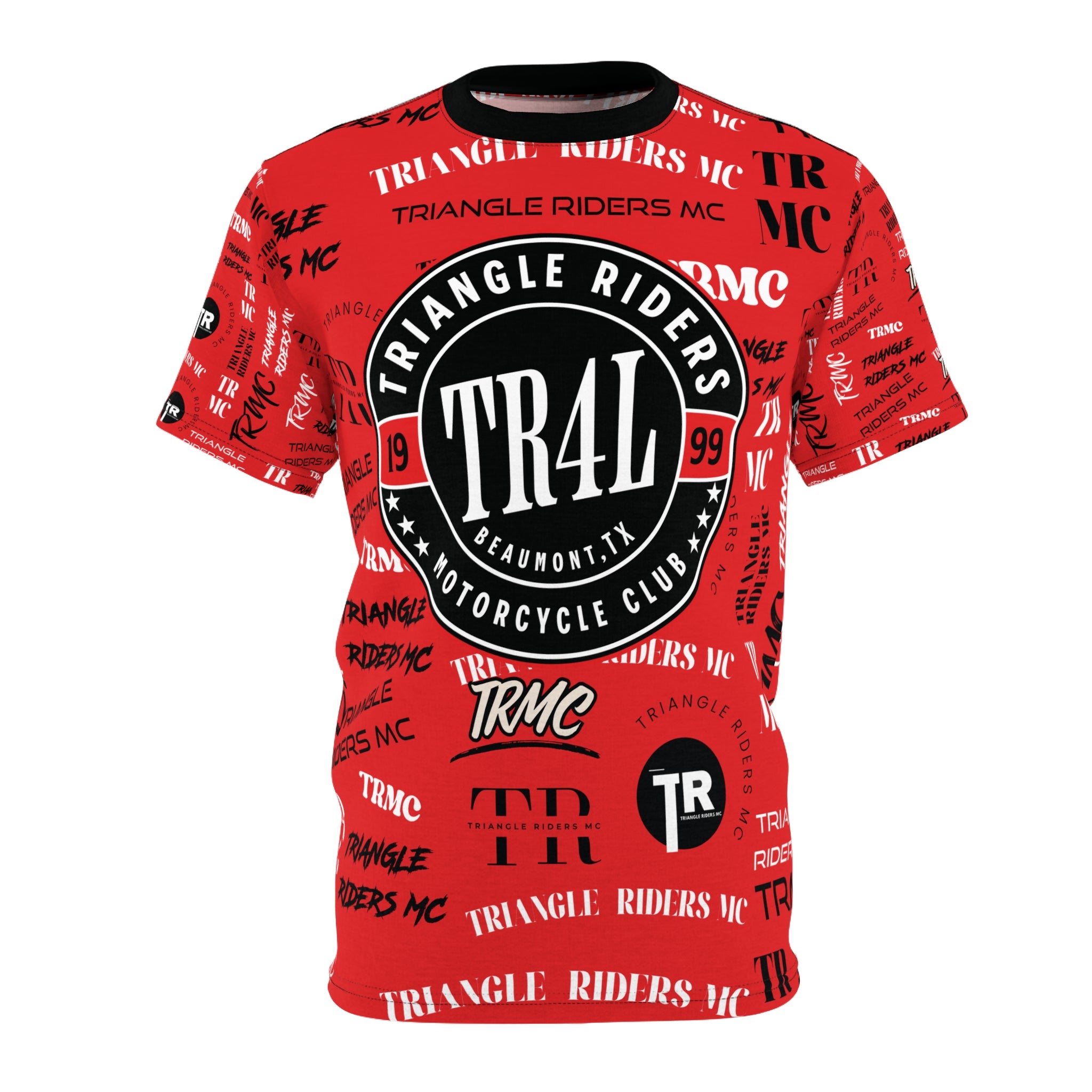 Bold Motorcycle Club Tee for Riders, Custom Unisex T-Shirt, Gift for Bikers, Triangles Riders Merch, Unique AOP Design, Motorcycle Apparel