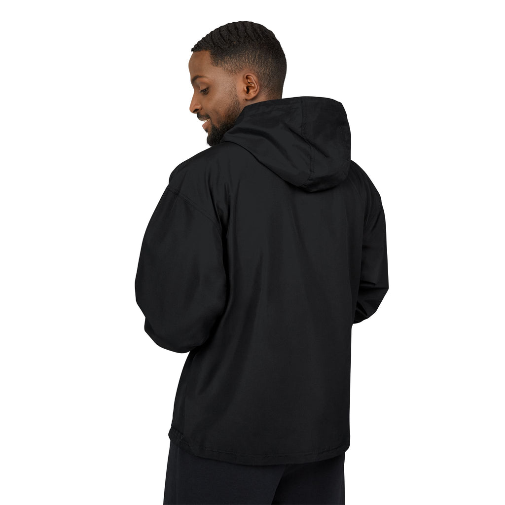 Anorak Jacket — Orange Packable Windbreaker with Floral Skull Patch